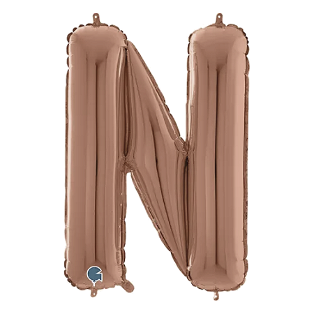 Letra N Maiúscula 26" 66CM Rose Gold Metalizado Decorativo