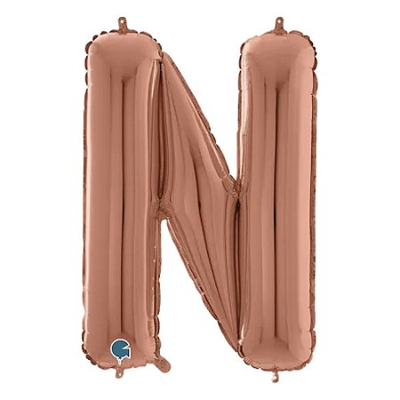 Letra N Maiúscula 26" 66CM Rose Gold Metalizado Decorativo