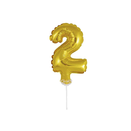 Número 2 Topper De Bolo Balão 5" Dourado Metalizado 12CM