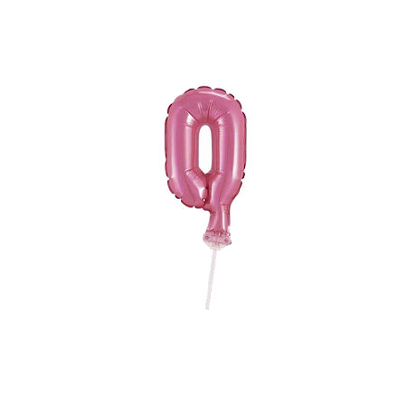 Número 0 Topper De Bolo Balão 5" Pink Metalizado 12CM