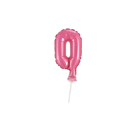 Número 0 Topper De Bolo Balão 5" Pink Metalizado 12CM