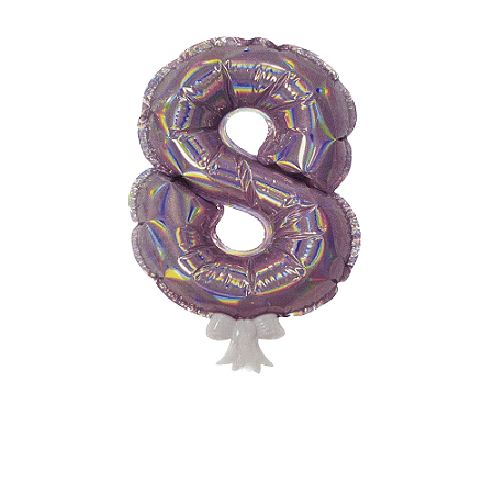 Balão 7" Número 8 Nacarado Metalizado C/Vareta Decoração