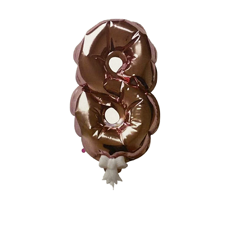 Balão 7" Número 8 Rose Gold Metalizado C/Vareta Decoração