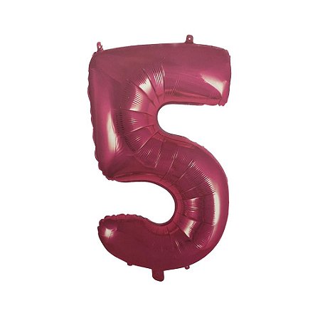 Número 5 Balão Metalizado Pink 16" 40Cm Decoração É Festa