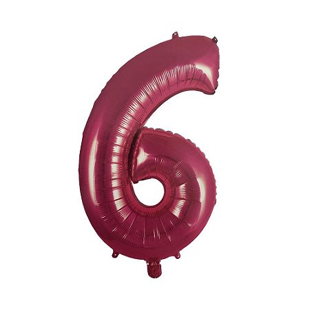 Número 6 Balão Metalizado Pink 16" 40Cm Decoração É Festa