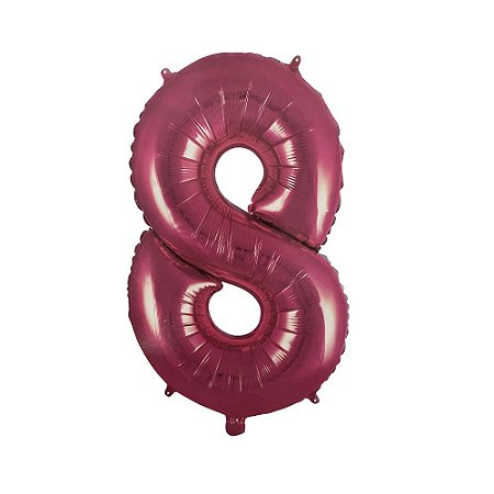 Número 8 Balão Metalizado Pink 16" 40Cm Decoração É Festa