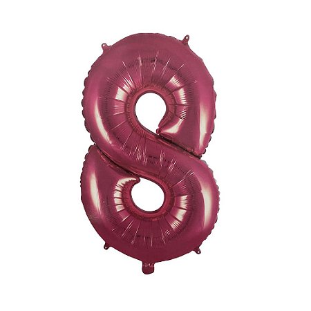 Número 8 Balão Metalizado Pink 16" 40Cm Decoração É Festa