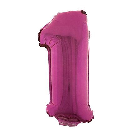 Número 1 Metalizado 16" 41cm Pink Balão C/Vareta Não Flutua