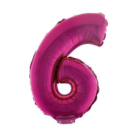 Número 6 Metalizado 16" 41cm Pink Balão C/Vareta Não Flutua