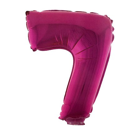 Número 7 Metalizado 16" 41cm Pink Balão C/Vareta Não Flutua