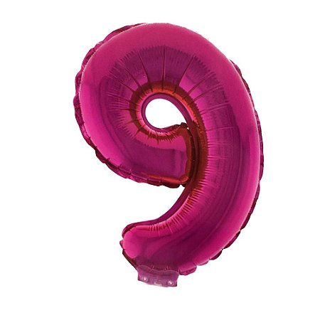 Número 9 Metalizado 16" 41cm Pink Balão C/Vareta Não Flutua