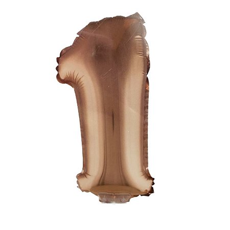 Número 1 Metalizado 16" 41cm Rose Balão C/Vareta Não Flutua