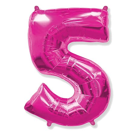 Número 5 Pink 26" 66CM Balão Metalizado Decorar Grab