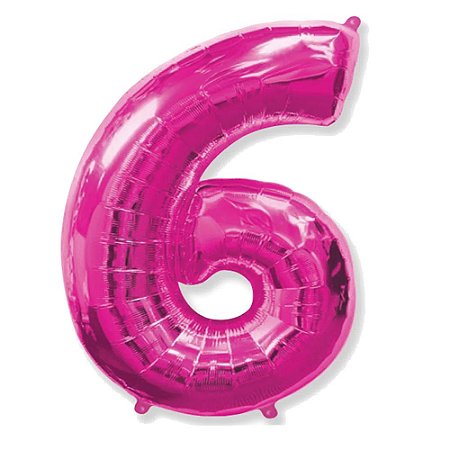 Número 6 Pink 26" 66CM Balão Metalizado Decorar Grab