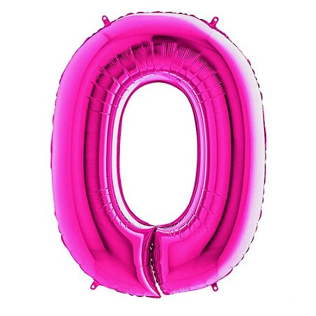 Número 0 Pink 26" 66CM Balão Metalizado Decorar Grab
