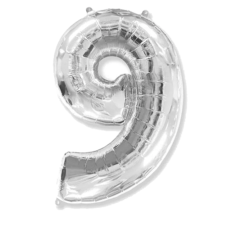 Número 9 Prata 26" 66CM Balão Metalizado Decorar Grab
