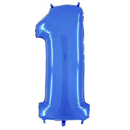 Número 1 Azul 26" 66CM Balão Metalizado Decorar Megatoon