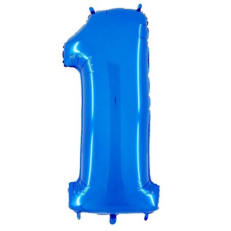 Número 1 Azul 26" 66CM Balão Metalizado Decorar Megatoon