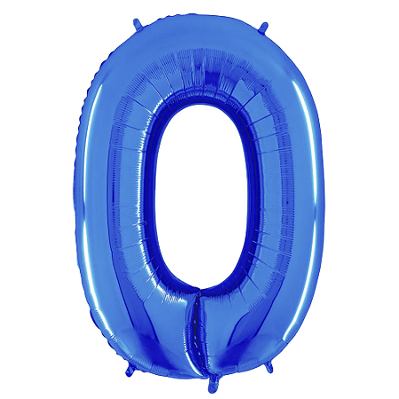 Número 0 Azul 26" 66CM Balão Metalizado Decorar Megatoon