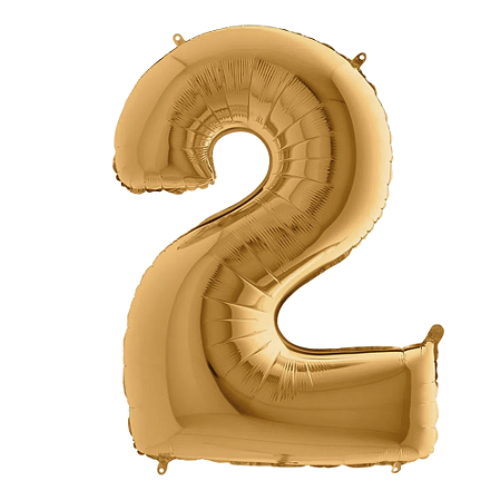 Número 2 Dourado 26" 66CM Balão Metalizado Decorar Grabo