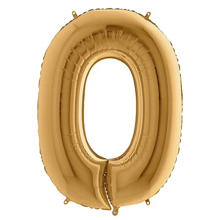 Número 0 Dourado 26" 66CM Balão Metalizado Decorar Megatoon