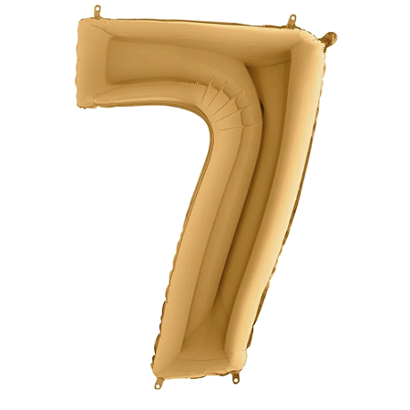 Número 7 Dourado 26" 66CM Balão Metalizado Decorar Grab