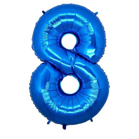 Número 8 Azul 26" 66CM Balão Metalizado Decorar Grab