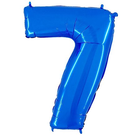 Número 7 Azul 26" 66CM Balão Metalizado Decorar Grab