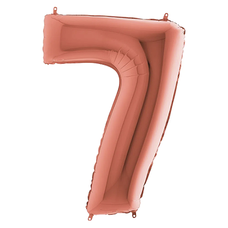 Número 7 Rose Gold 26" 66CM Balão Metalizado Decorar Megatoon