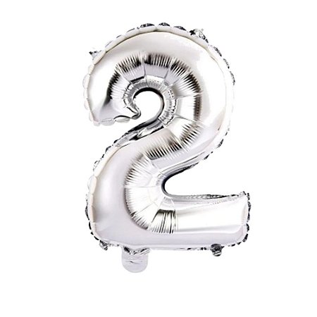 Número 2 Prata 75CM Balão Metalizado Decoração Festa