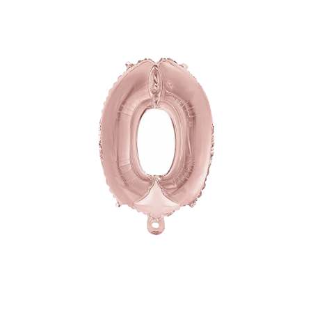 Número 0 Rose 45CM Balão Pequeno Metalizado Decoração Festa