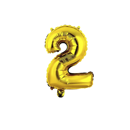 Número 2 Dourado 45CM Balão Pequeno Metalizado Decoração Festa