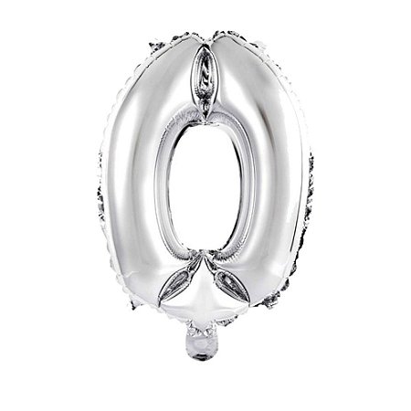 Número 0 Prata 75CM Balão Metalizado Decoração Festa