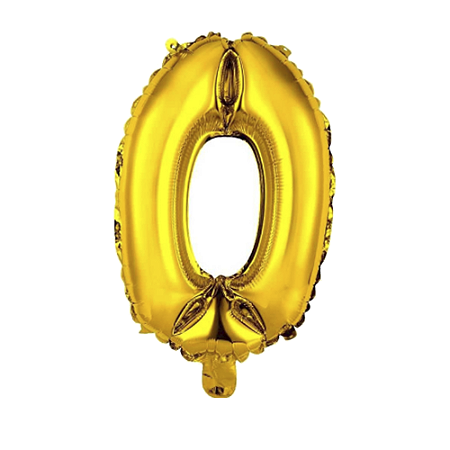 Número 0 Dourado 75CM Balão Metalizado Decoração Festa