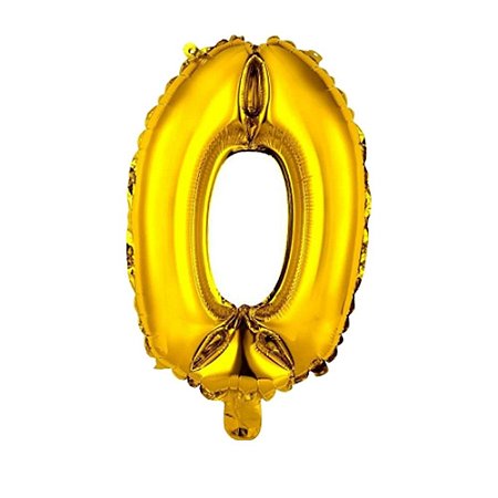 Número 0 Dourado 75CM Balão Metalizado Decoração Festa