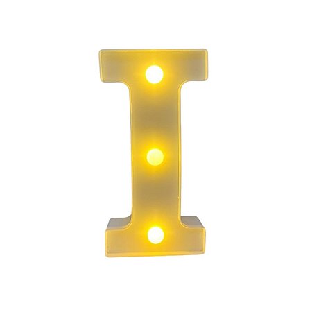 Letra Led I Plástico Branco 16Cm Luz Amarela Decorativo