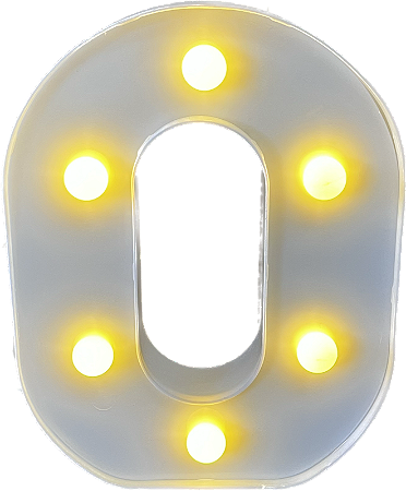 Letra Led O Plástico Branco 16Cm Luz Amarela Decorativo