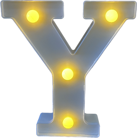 Letra Led Y Plástico Branco 16Cm Luz Amarela Decorativo