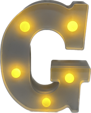 Letra Led G Plástico Branco 16Cm Luz Amarela Decorativo