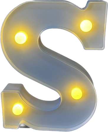 Letra Led S Plástico Branco 16Cm Luz Amarela Decorativo