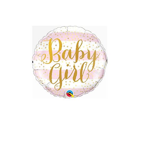 Balão Baby Girl Dourado 18" 46cm Metalizado Decoração