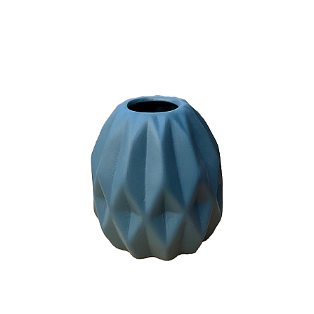 Vaso Geométrico Pequeno Azul Céu Decorativo Flor Artificial