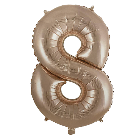 Número 8 Balão Metalizado Rose Gold 26" 65Cm Decoração É Festa