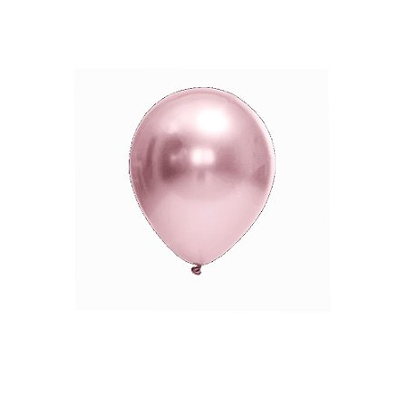 Balão Cromado Rosa Látex Fest Ball Maxxi Chrome 9" 25un