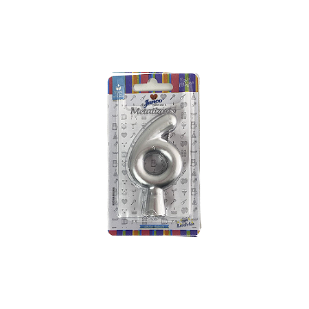 Vela Nº 6 Tubular Metalizado Prata 8Cm Decorativa Junco
