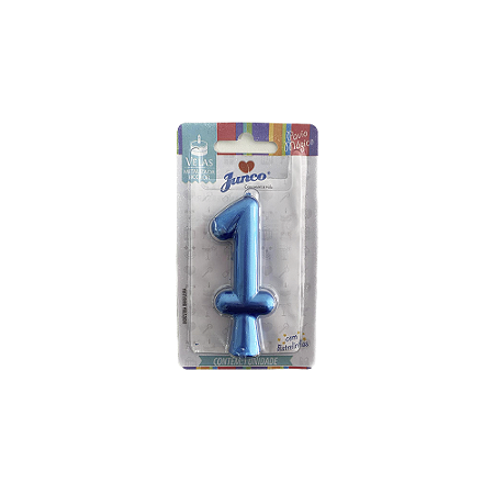 Vela Nº 1 Tubular Metalizado Azul 8Cm Decorativa Junco