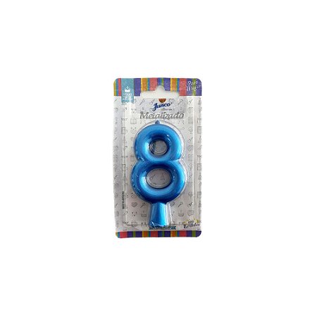 Vela Nº 8 Tubular Metalizado Azul 8Cm Decorativa Junco