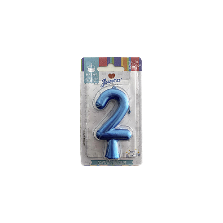Vela Nº 2 Tubular Metalizado Azul 8Cm Decorativa Junco