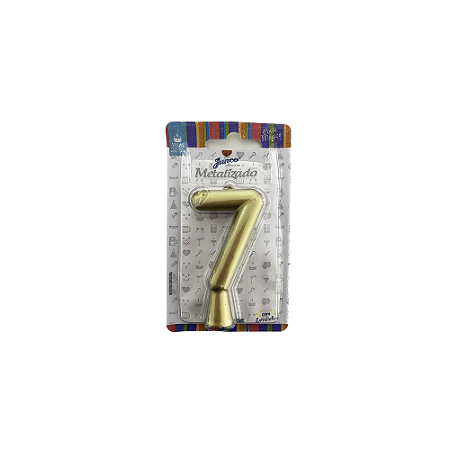 Vela Nº 7 Tubular Metalizado Ouro 8Cm Decorativa Junco