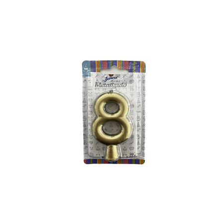 Vela Nº 8 Tubular Metalizado Ouro 8Cm Decorativa Junco